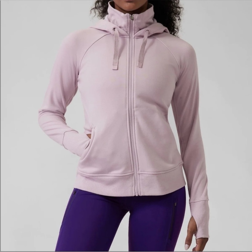 ATHLETA Triumph Zip Up Hoodie In Shasta Purple size large athleisure athletic